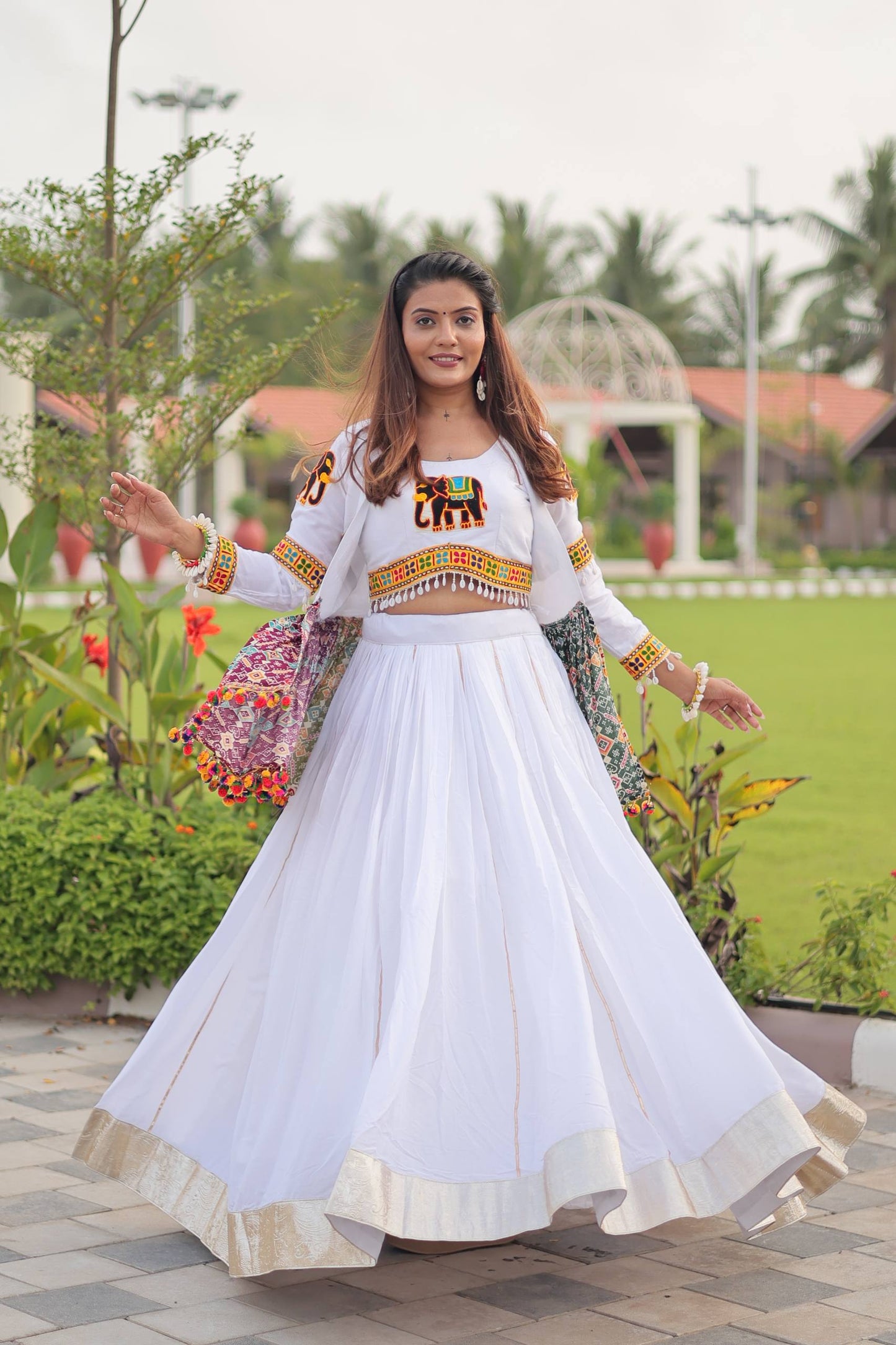 Gamthi Work Koti & Lehenga Choli Set for Navratri