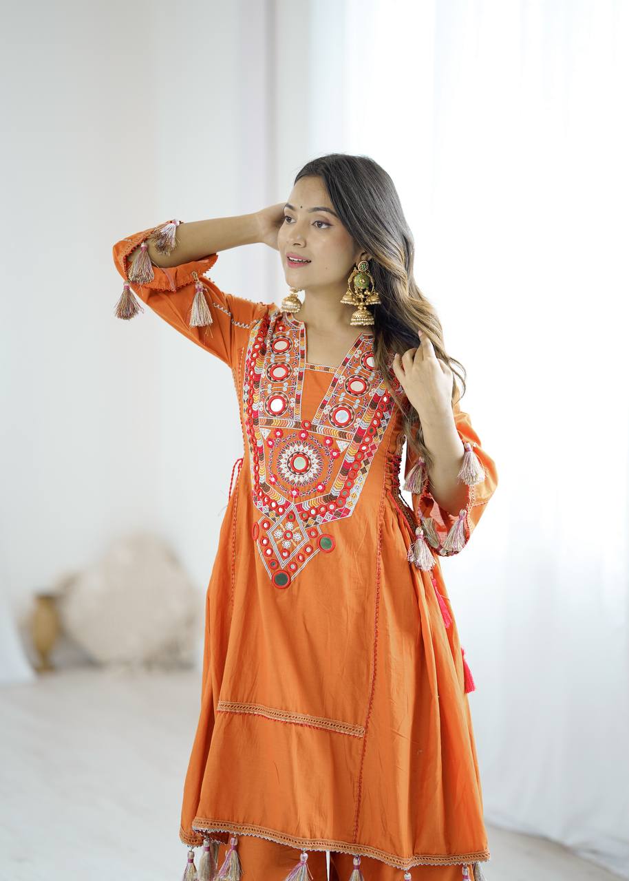 Designer Khadi Cotton 2-Piece Set with Elegant Embroidery
