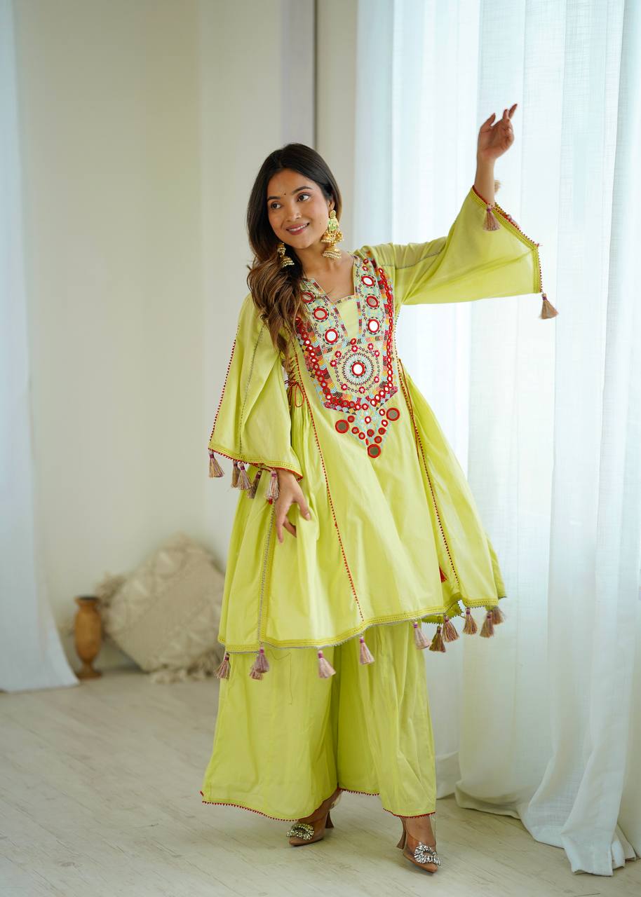 Designer Khadi Cotton 2-Piece Set with Elegant Embroidery
