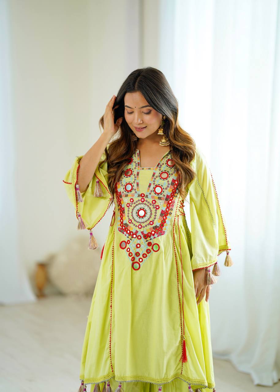 Designer Khadi Cotton 2-Piece Set with Elegant Embroidery
