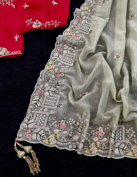 Classic Designer Saree with Sequin Detailing & Jalpari Silk