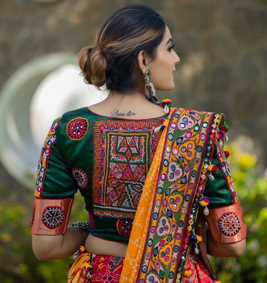 Stylish Digital Printed Butter Silk Lehenga Choli with Mirror Work Dupatta