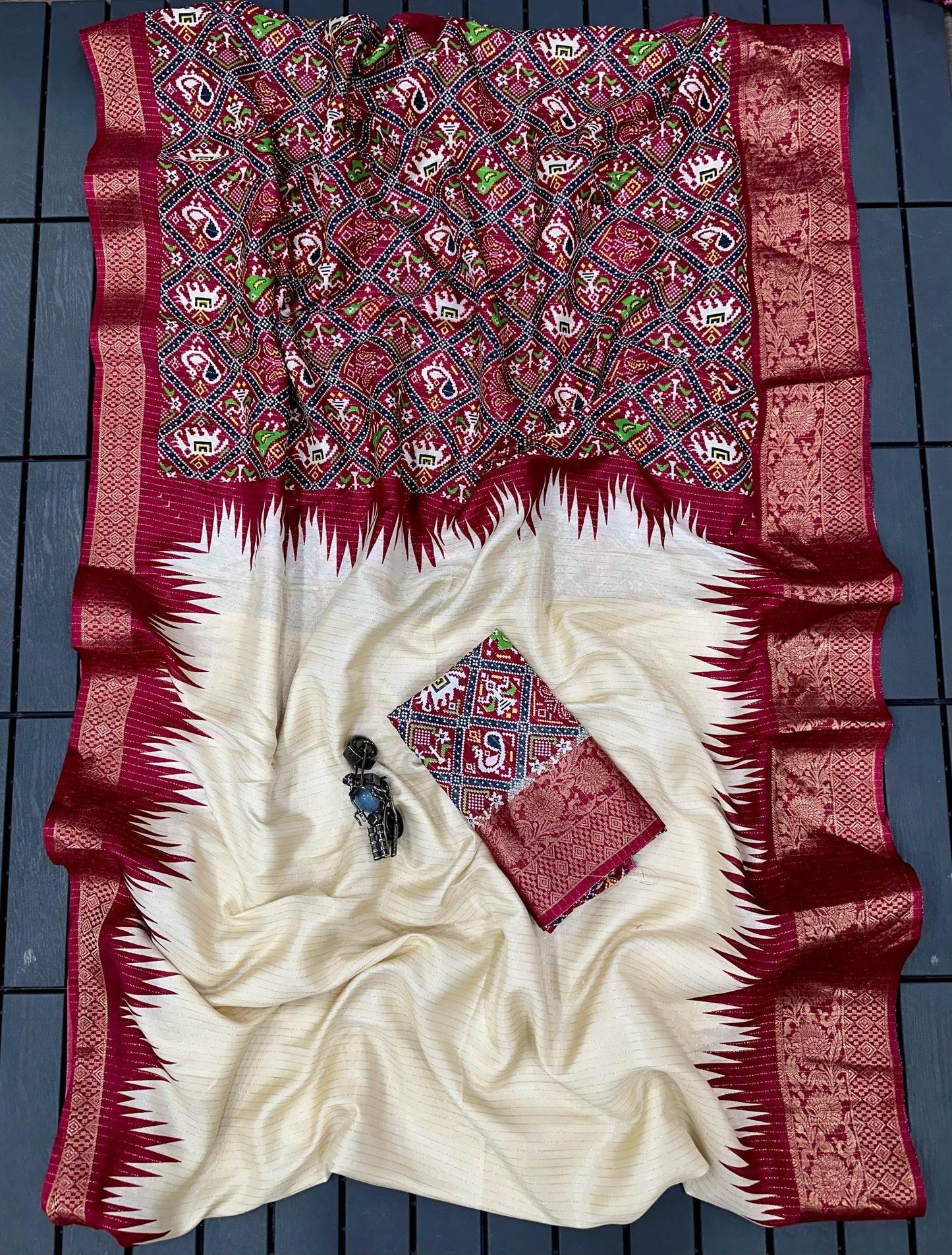 New Launch: Rekko Silk Floral Saree with Contrast Border