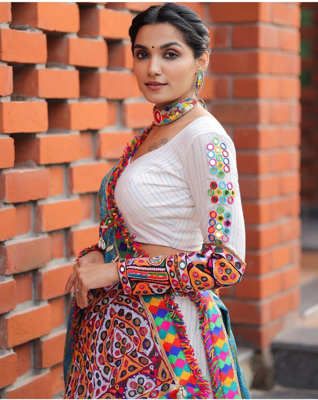 Navratri Special Crepe Lehenga Choli with Real Mirror Work