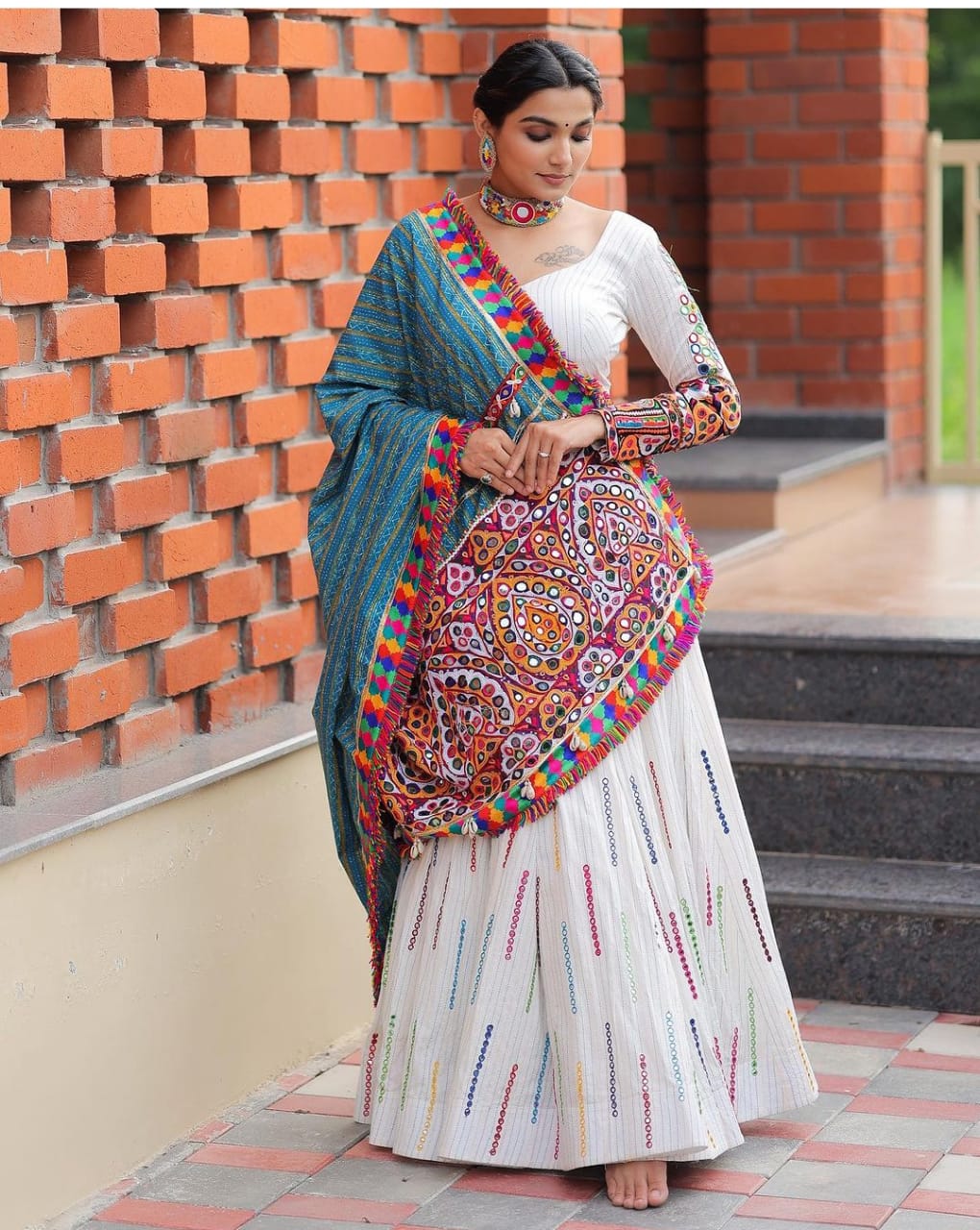 Navratri Special Crepe Lehenga Choli with Real Mirror Work