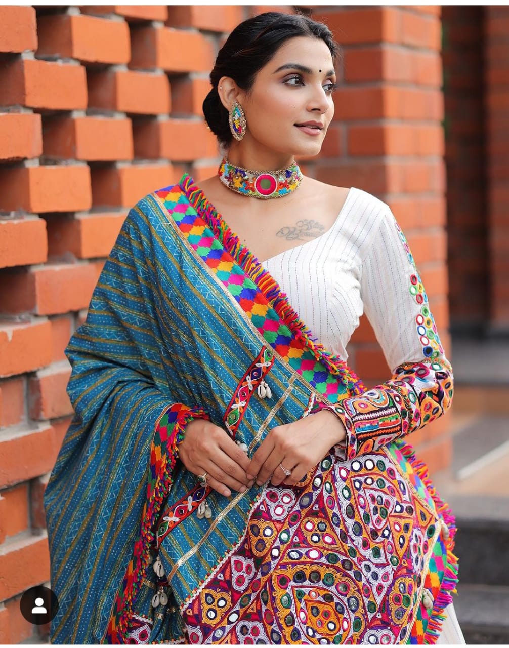 Navratri Special Crepe Lehenga Choli with Real Mirror Work