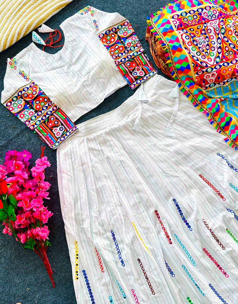 Navratri Special Crepe Lehenga Choli with Real Mirror Work