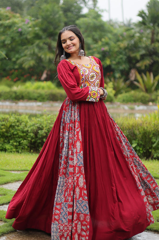 2025 Navratri Bandhani Gown with Kutchi Patchwork