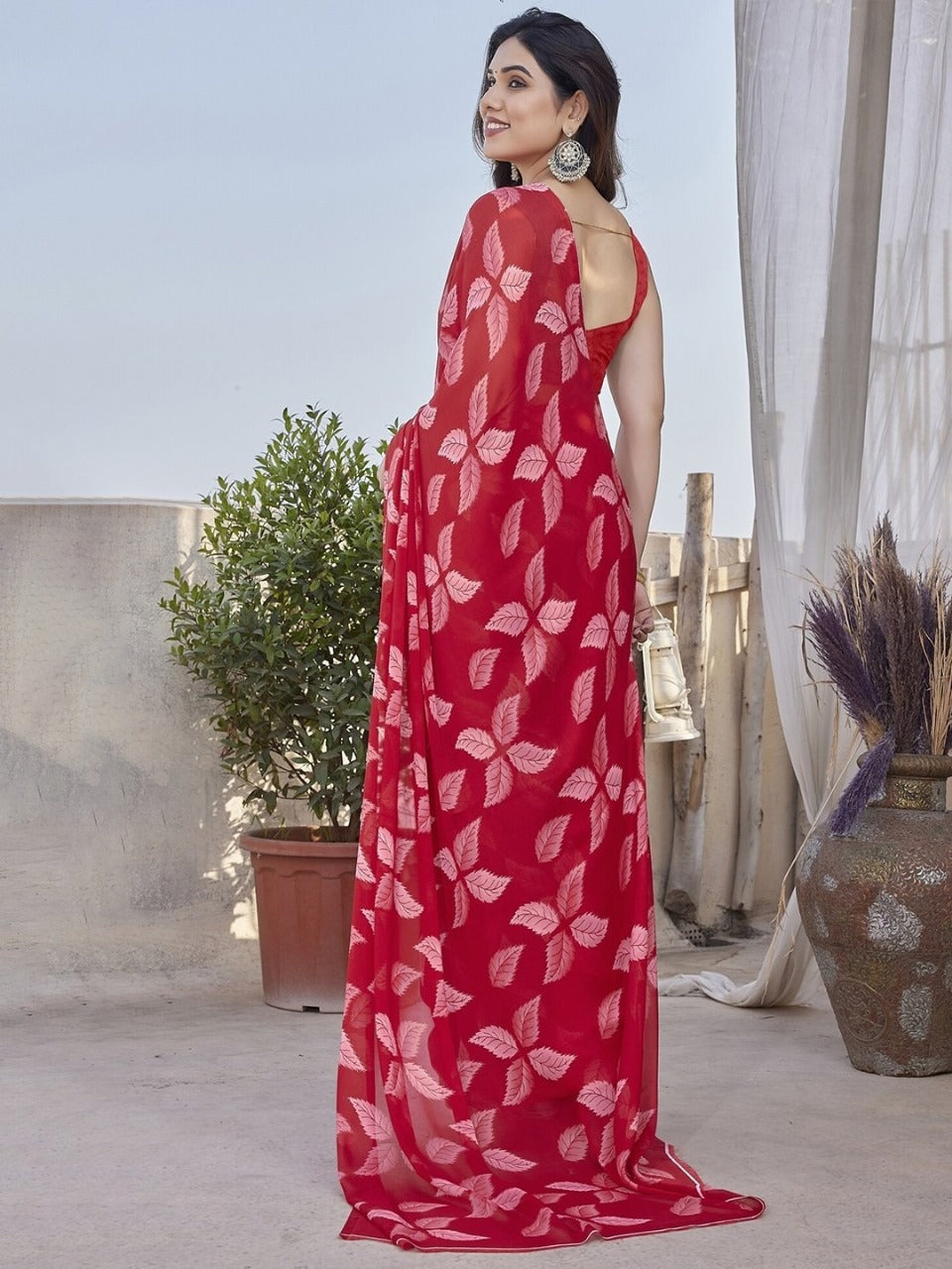 Lightweight Soft Chiffon Saree with Wax Finish
