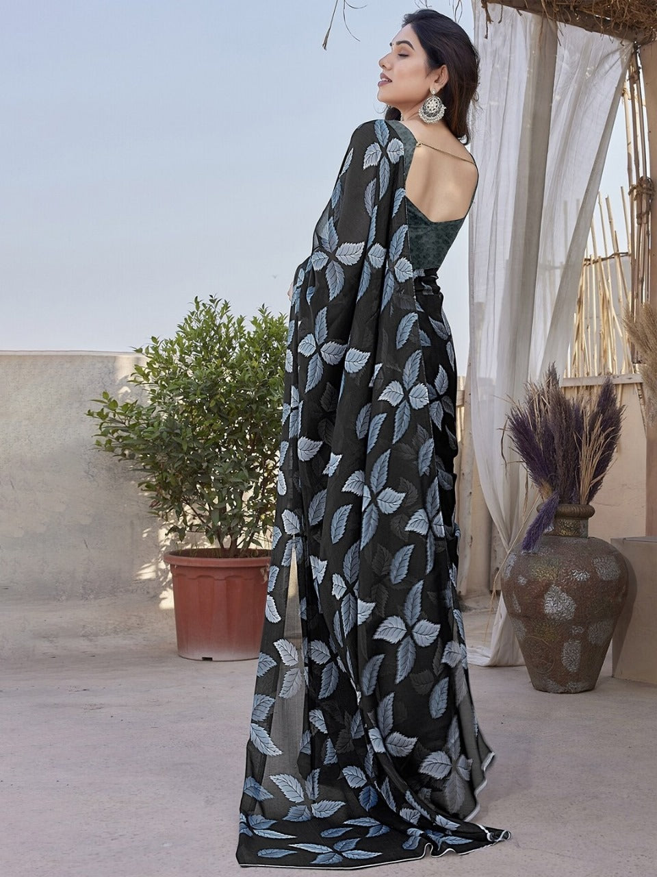 Lightweight Soft Chiffon Saree with Wax Finish