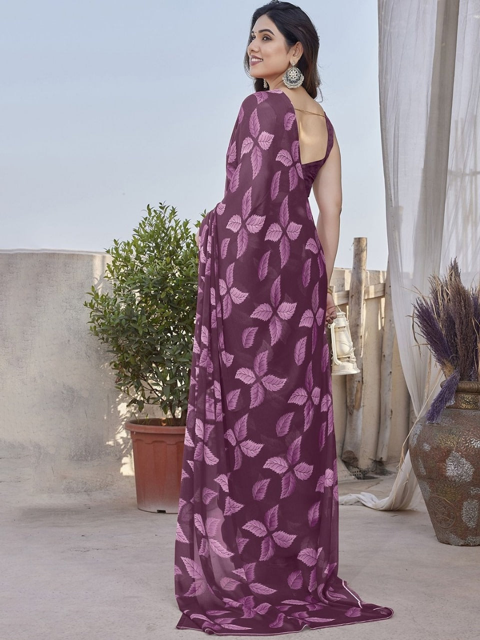 Lightweight Soft Chiffon Saree with Wax Finish