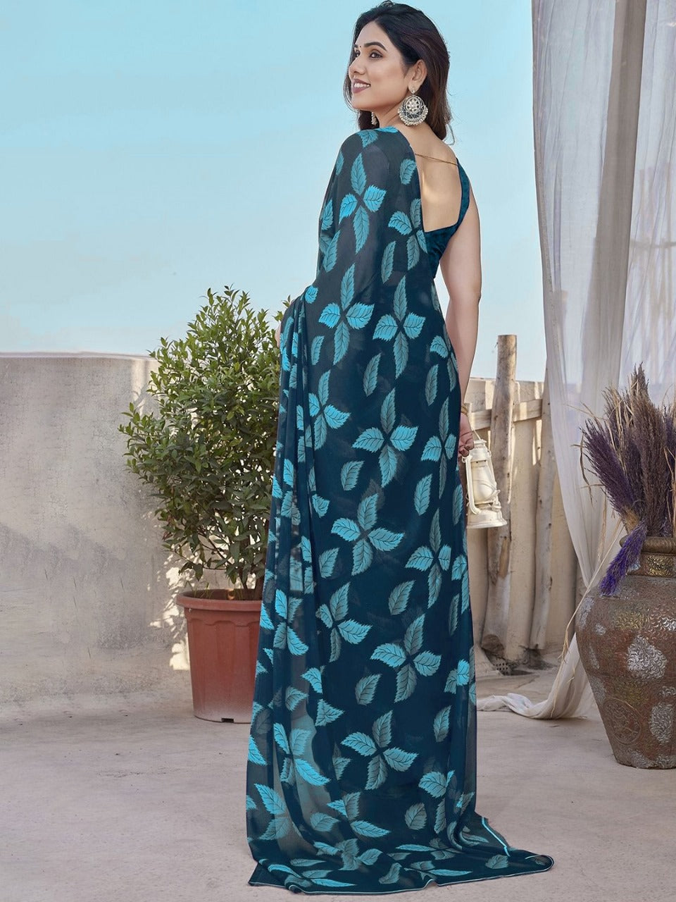 Lightweight Soft Chiffon Saree with Wax Finish