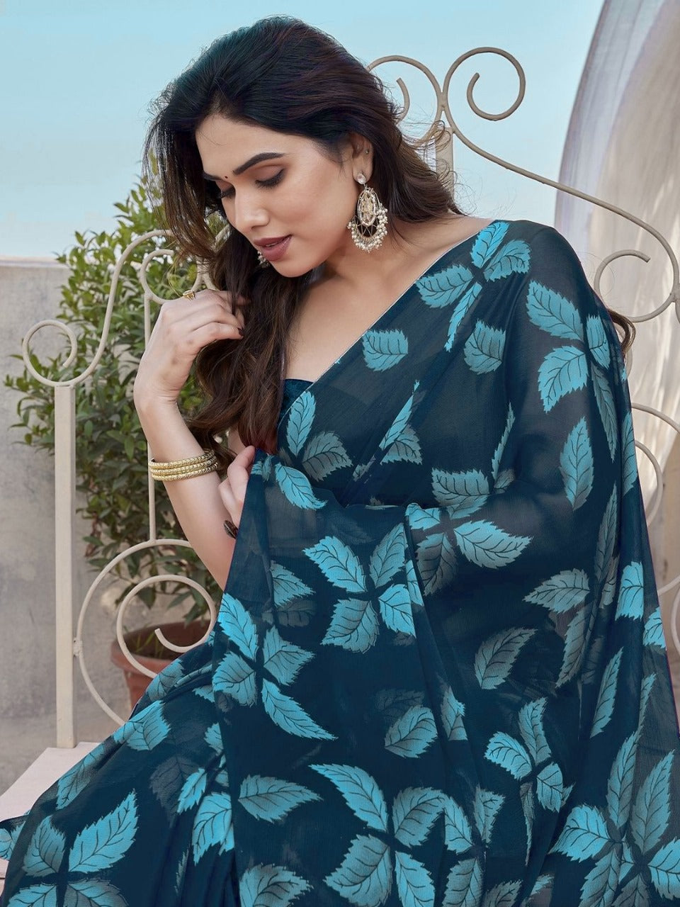 Lightweight Soft Chiffon Saree with Wax Finish