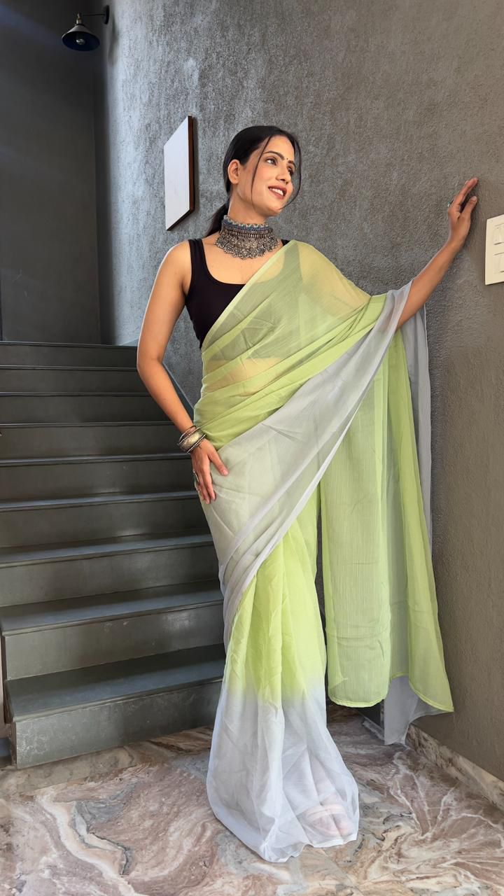 Instant Ready Ethnic Look – Georgette Saree with Designer Blouse