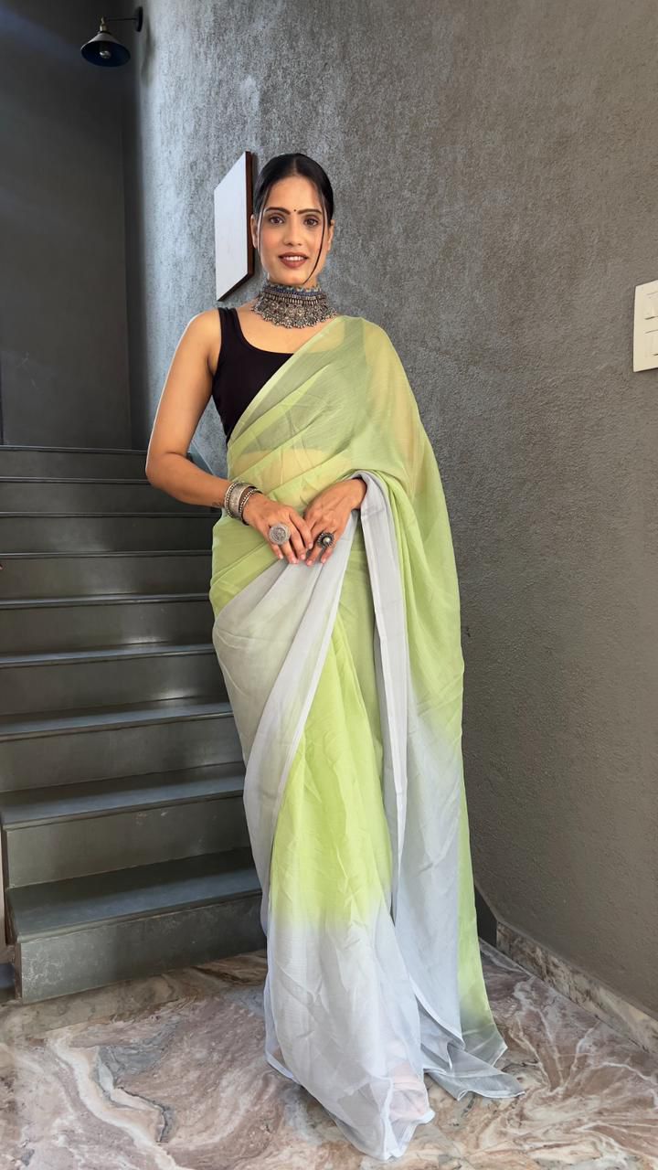 Instant Ready Ethnic Look – Georgette Saree with Designer Blouse