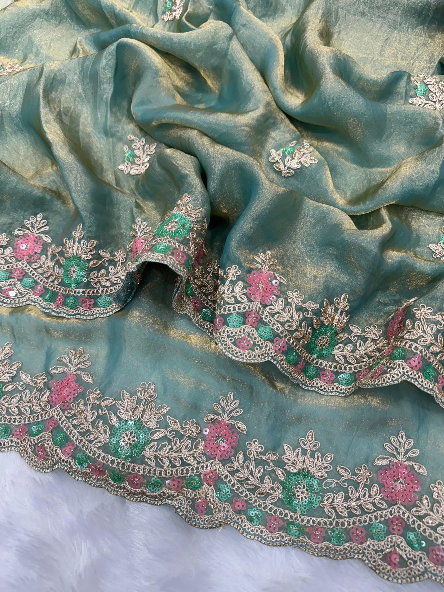 Royal Radiance: Multicolour Sequin Saree in Soft Silk