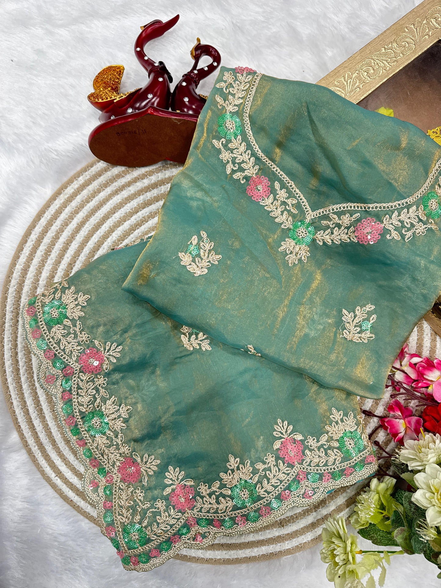 Royal Radiance: Multicolour Sequin Saree in Soft Silk