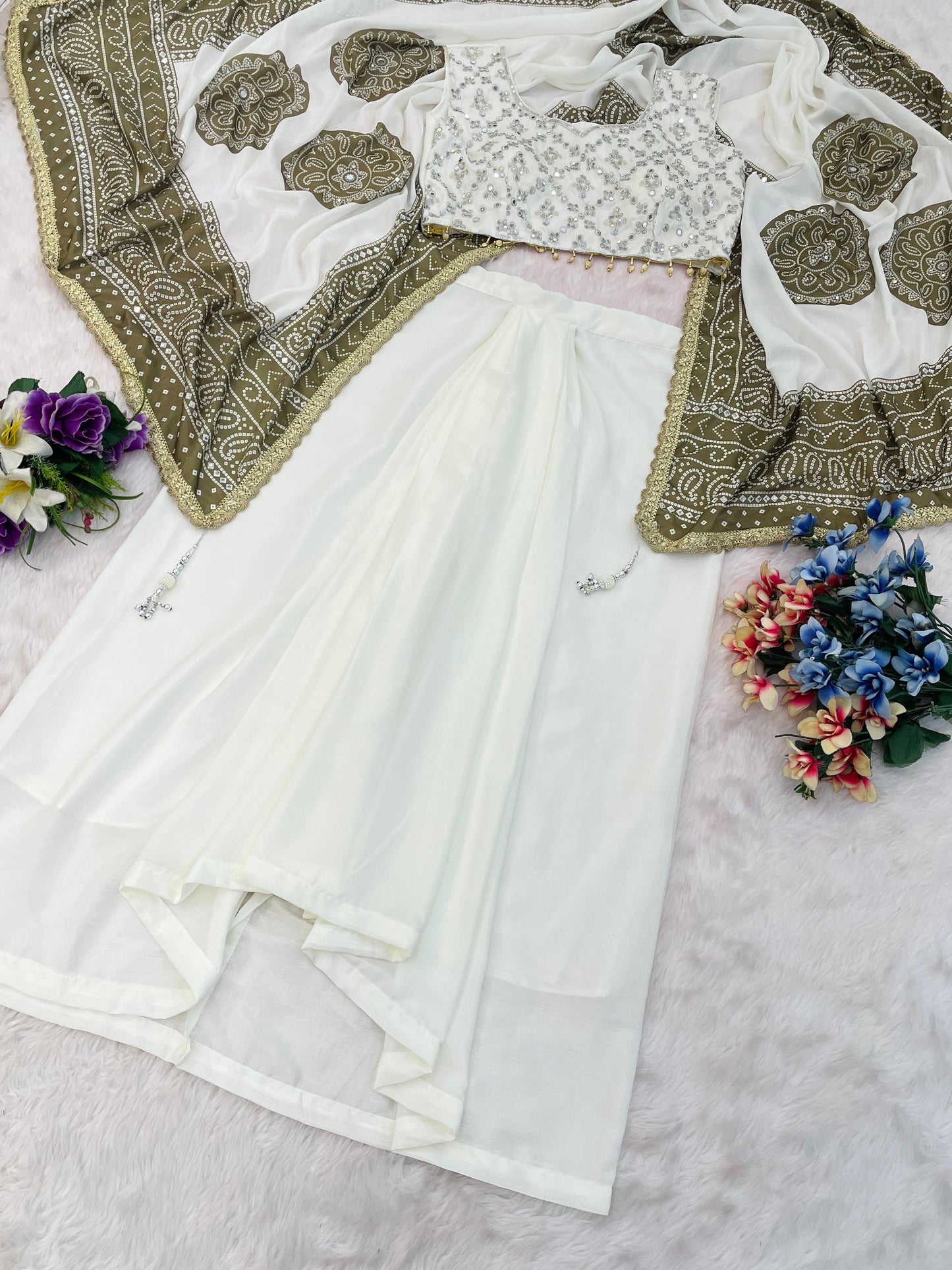 Indo-Western Dhoti with Bandhani Dupatta