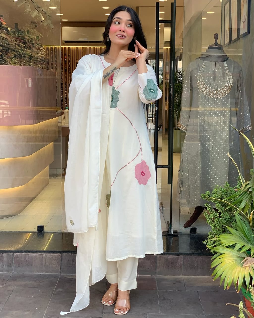New Launch: Designer Kurti Pant Set with Embroidery & Dupatta