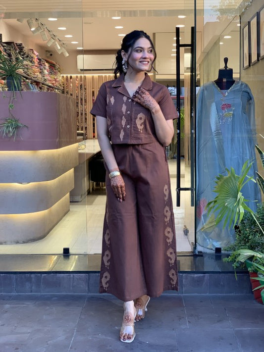 Cotton Embroidered Coord Set with Pocketed Plazzo