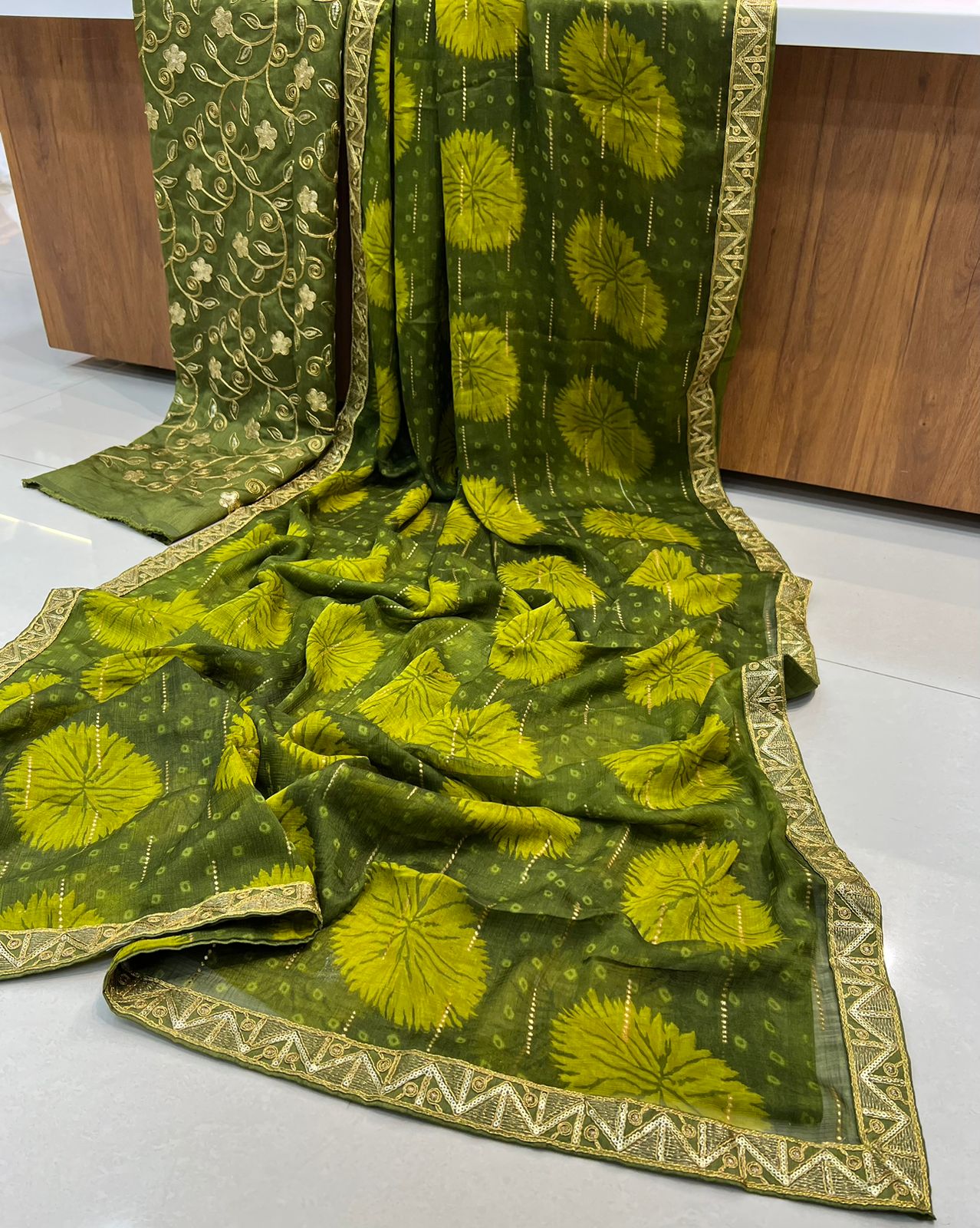 Gerua by Stavan – Pure Chiffon with Embroidery Border & Blouse