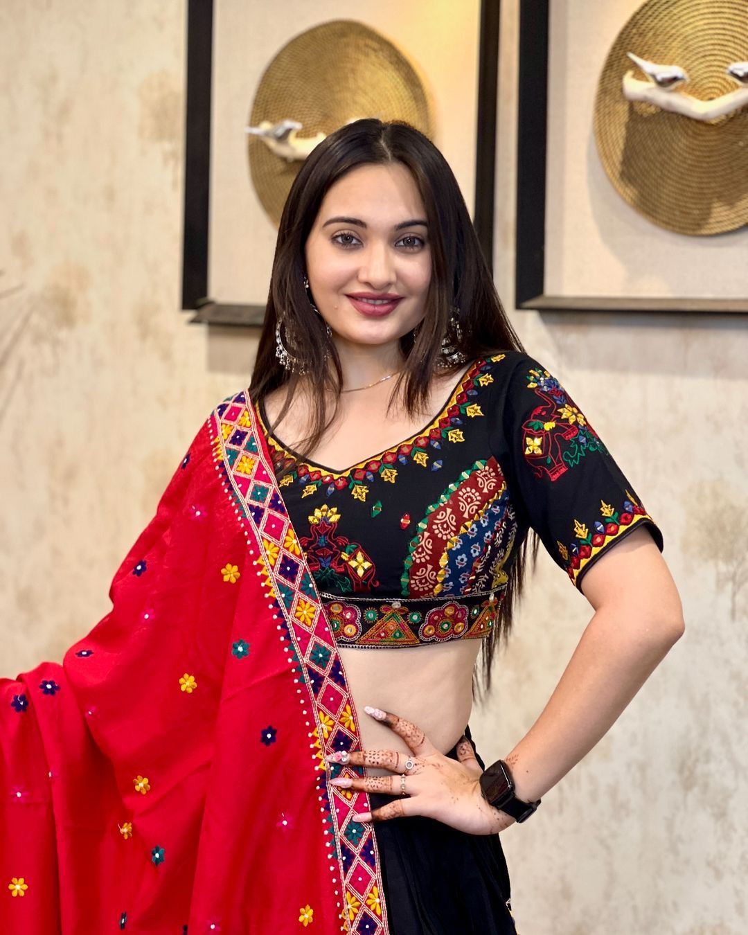 Navratri 2024 Printed Cotton Lehenga Choli Set with Leheriya Dupatta – Celebrate in Vibrant Gujarati Style