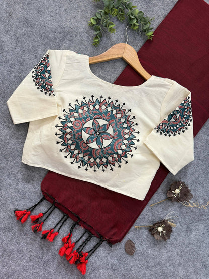 Premium Navratri Special Khadi Cotton Saree ✨