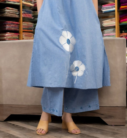 Dreamy Embroidered Flair Cotton Suit Set | Sizes M to 3XL