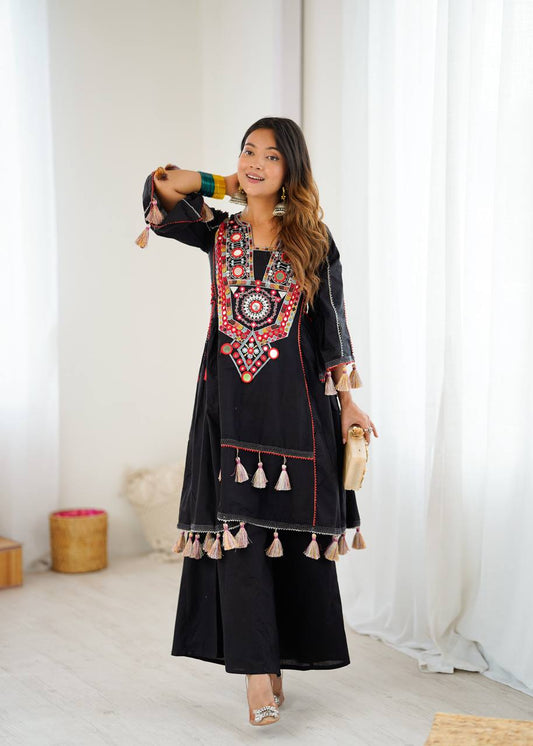 Designer Khadi Cotton 2-Piece Set with Elegant Embroidery