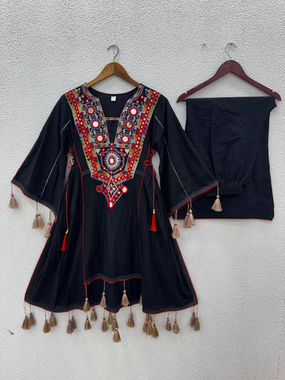 Designer Khadi Cotton 2-Piece Set with Elegant Embroidery