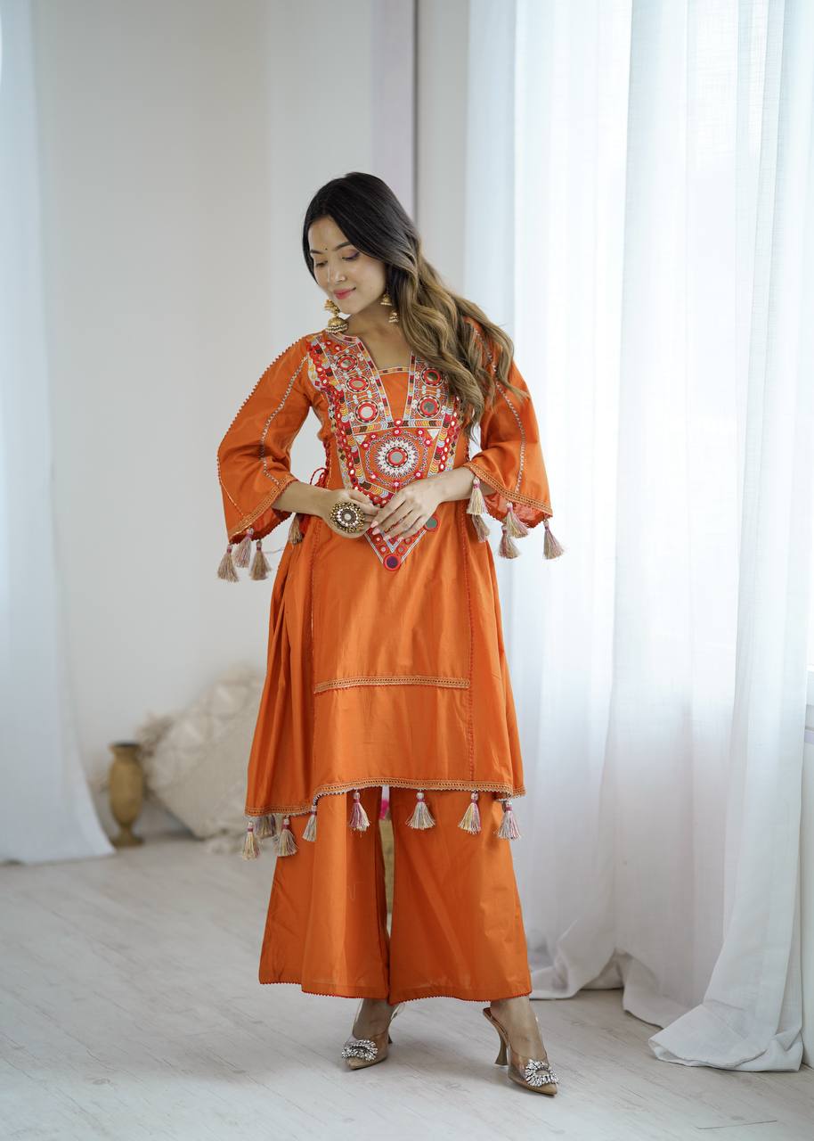 Designer Khadi Cotton 2-Piece Set with Elegant Embroidery