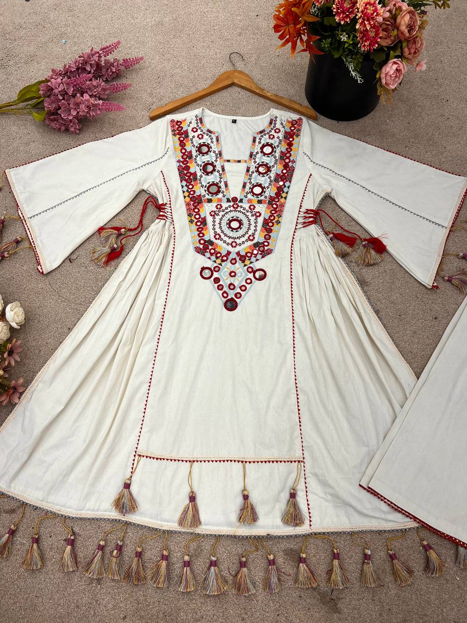 Designer Khadi Cotton 2-Piece Set with Elegant Embroidery