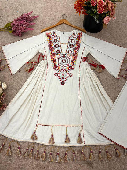 Designer Khadi Cotton 2-Piece Set with Elegant Embroidery