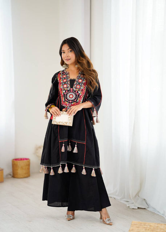 Designer Khadi Cotton 2-Piece Set with Elegant Embroidery