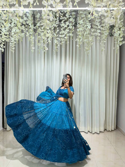 Traditional Navratri Lehenga Choli Set – Mirror Work Design