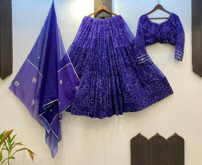 Traditional Navratri Lehenga Choli Set – Mirror Work Design