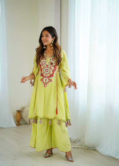 Designer Khadi Cotton 2-Piece Set with Elegant Embroidery
