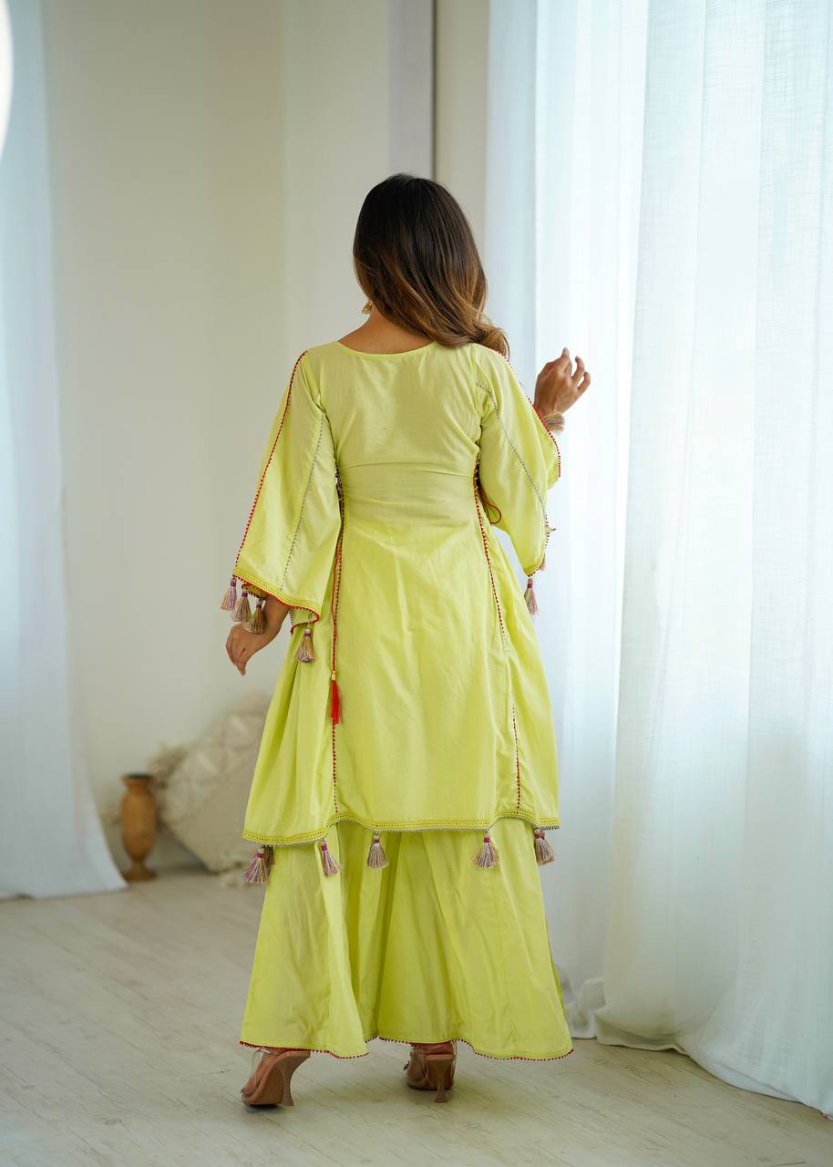 Designer Khadi Cotton 2-Piece Set with Elegant Embroidery