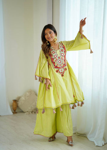Designer Khadi Cotton 2-Piece Set with Elegant Embroidery