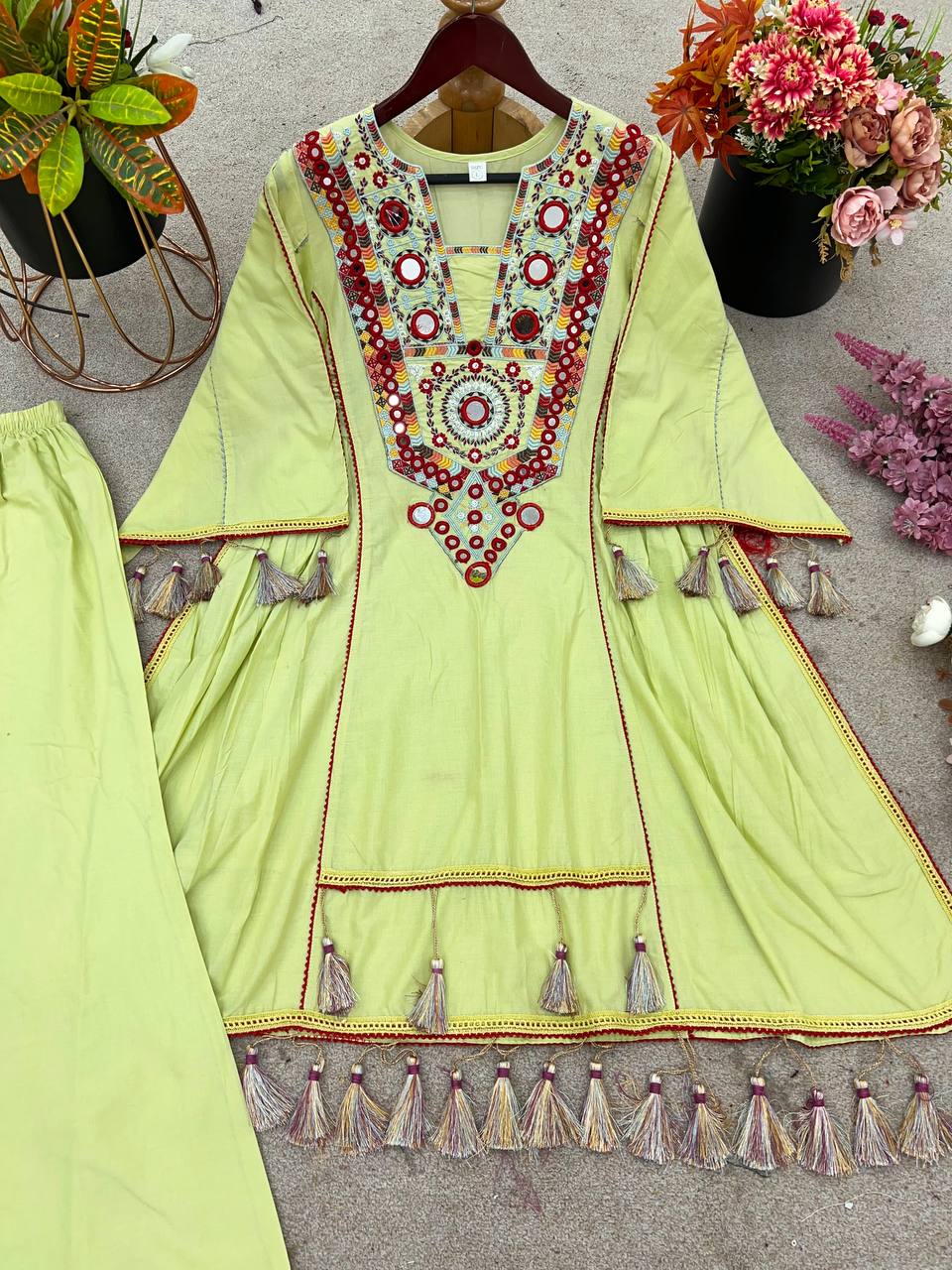 Designer Khadi Cotton 2-Piece Set with Elegant Embroidery