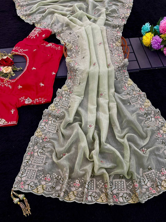 Classic Designer Saree with Sequin Detailing & Jalpari Silk