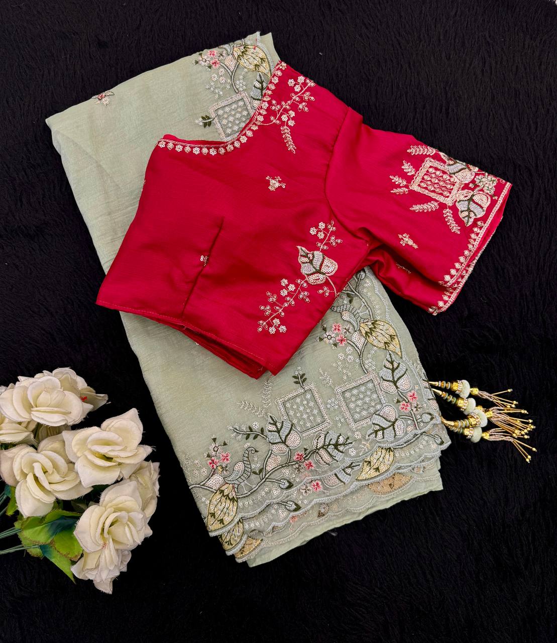 Classic Designer Saree with Sequin Detailing & Jalpari Silk