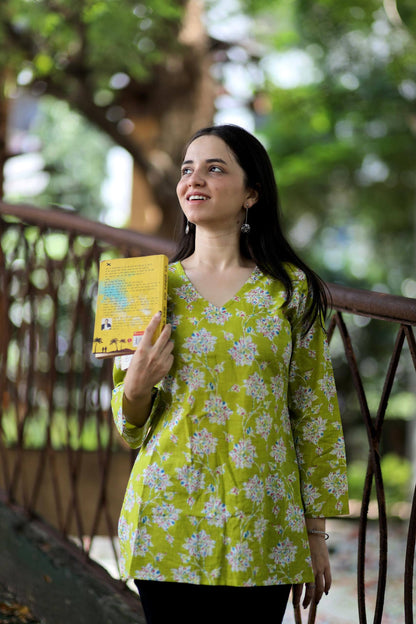 Casual Cotton Short Top - Lime Green
