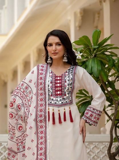 Printed Maslin Top with Palazzo and Stylish Dupatta