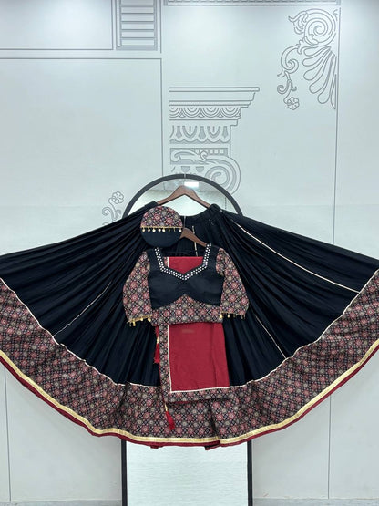 Navratri Special Gamthi Work Cotton Lehenga Choli Set with Purse