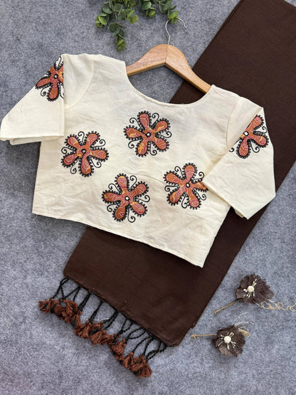 Premium Navratri Special Khadi Cotton Saree ✨