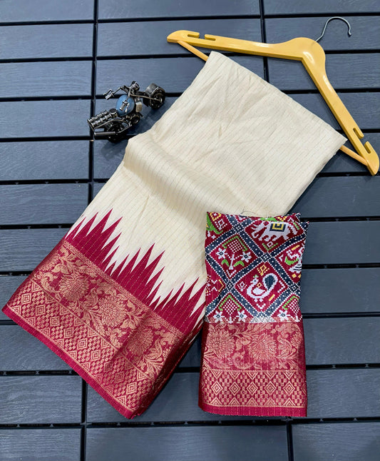 New Launch: Rekko Silk Floral Saree with Contrast Border
