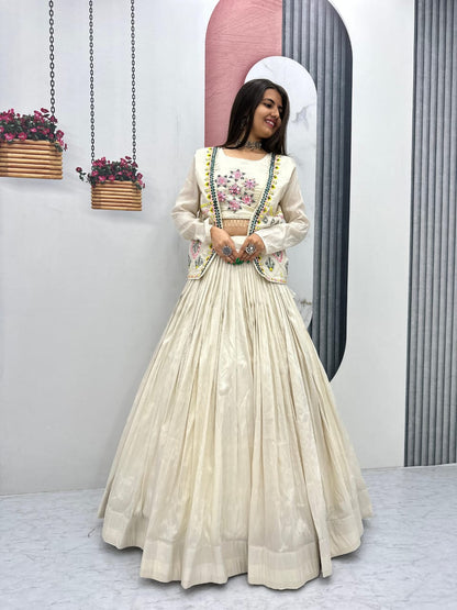 Festival Special Tissue Shimmer Lehenga Set with Handworked Jacket