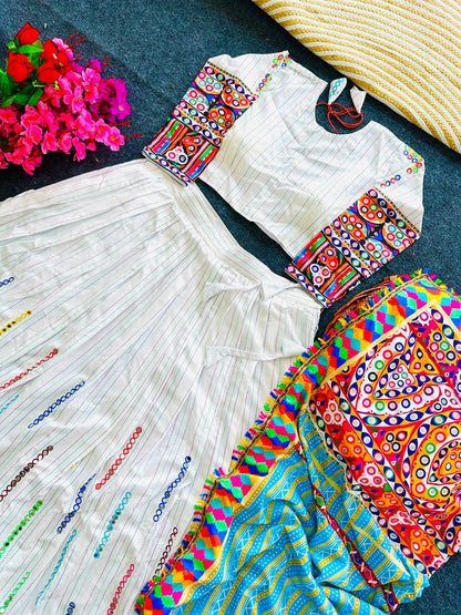Navratri Special Crepe Lehenga Choli with Real Mirror Work