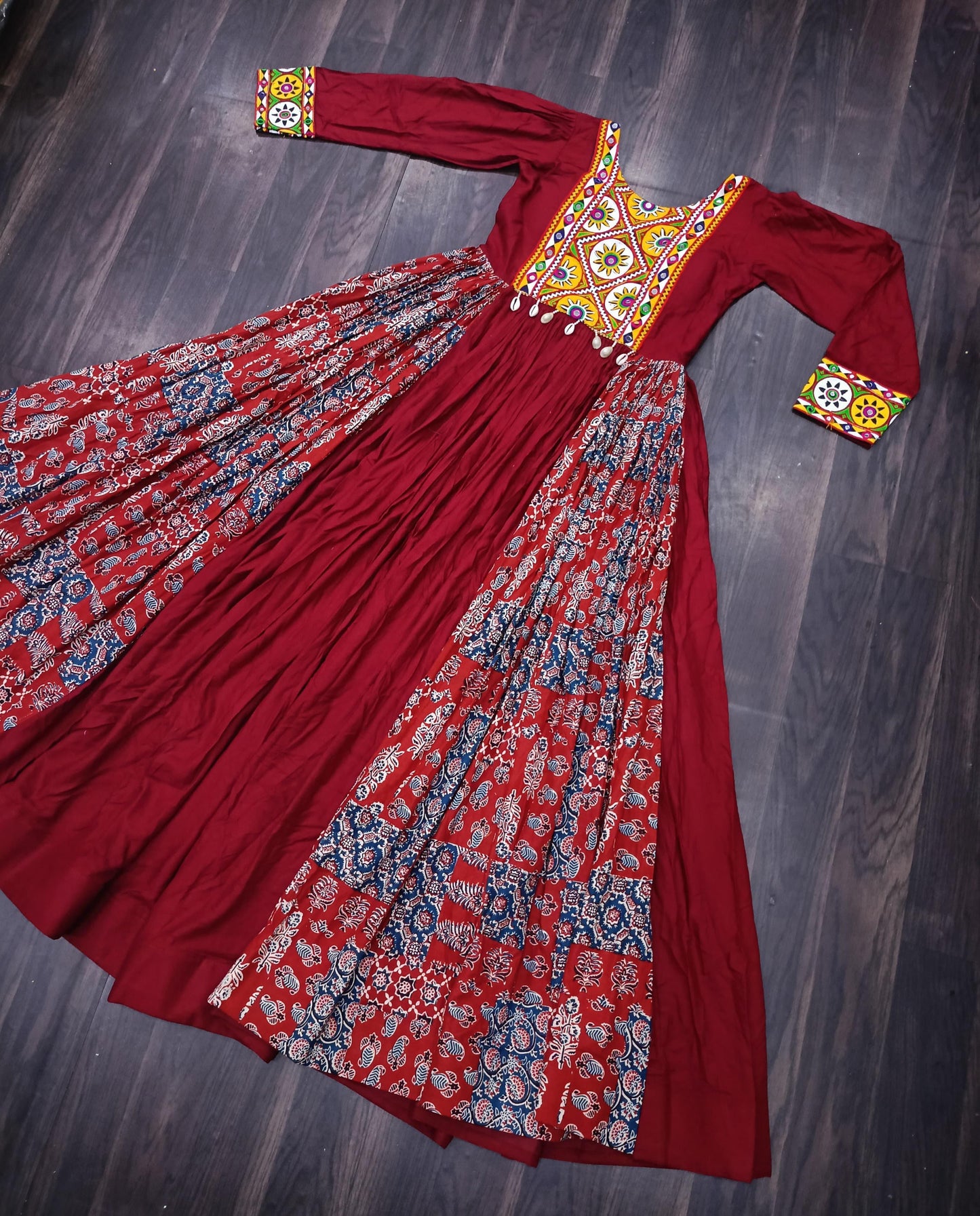 2025 Navratri Bandhani Gown with Kutchi Patchwork